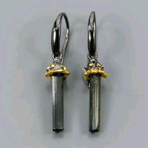 Dark green tourmaline & sterling earrings